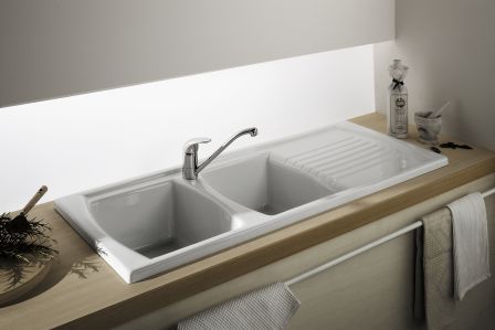 Lusitano keramic dvoudřez s odkládací plochou 1200x500
